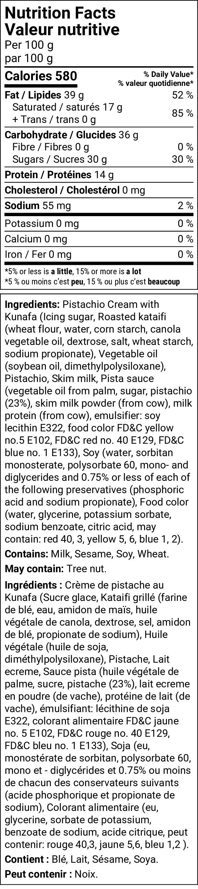 Nutritional information