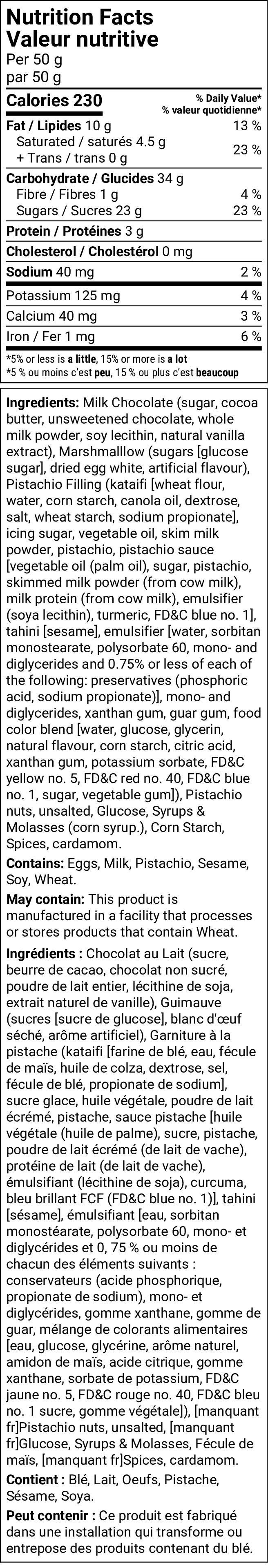 Nutrition facts