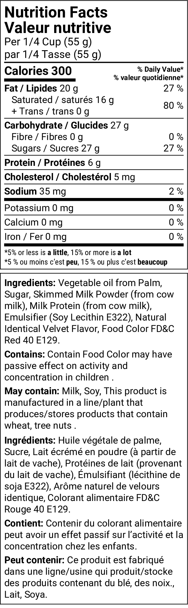 Nutrition facts