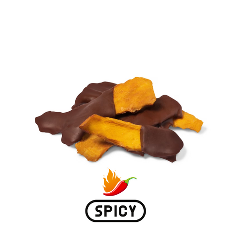 Spicy Chocolate Dipped Dried Mangoes
